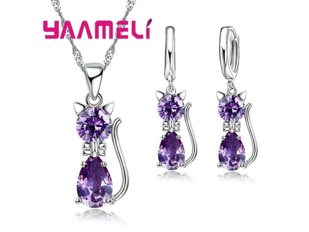 Real 925 Sterling Silver Color Jewelry Sets for Woman Girls Shining Austrian Crystal Cute Cat Pendant Necklace Huggie Earring - Simply Just Deals LLCReal 925 Sterling Silver Color Jewelry Sets for Woman Girls Shining Austrian Crystal Cute Cat Pendant Necklace Huggie Earring200001033:361180WhiteWhiteReal 925 Sterling Silver Color Jewelry Sets for Woman Girls Shining Austrian Crystal Cute Cat Pendant Necklace Huggie Earring