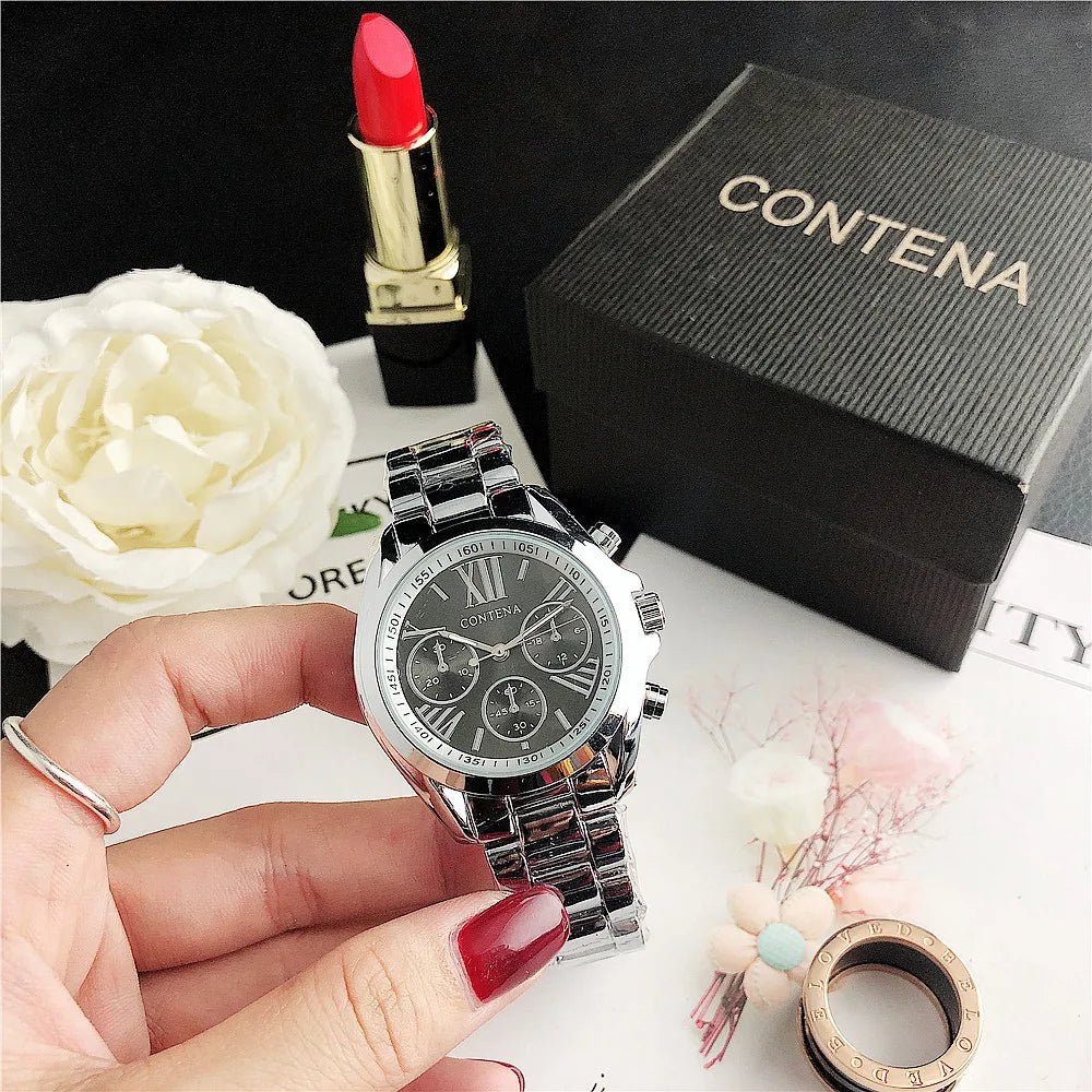 Relogio Feminino GENEVA Luxury Designers Brand Stainless Steel Silver Case Ladies Wrist Water Resistant Quartz Watches for Women - Simply Just Deals LLCRelogio Feminino GENEVA Luxury Designers Brand Stainless Steel Silver Case Ladies Wrist Water Resistant Quartz Watches for Women322dd133-fa64-4053-bb28-89612a94a7d8Silver BlackRelogio Feminino GENEVA Luxury Designers Brand Stainless Steel Silver Case Ladies Wrist Water Resistant Quartz Watches for Women