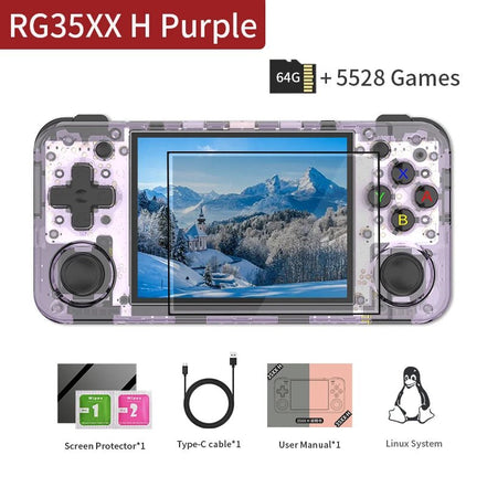 RG35XX H Handheld Game Console Linux 3.5 Inch IPS Screen H700 Retro Video Games Player 3300Mah 64G 5528 Classic Games - Simply Just Deals LLCRG35XX H Handheld Game Console Linux 3.5 Inch IPS Screen H700 Retro Video Games Player 3300Mah 64G 5528 Classic Gamesce203d3c-6cf4-4b18-b892-5128b32678bbPurple Tr 64GRG35XX H Handheld Game Console Linux 3.5 Inch IPS Screen H700 Retro Video Games Player 3300Mah 64G 5528 Classic Games