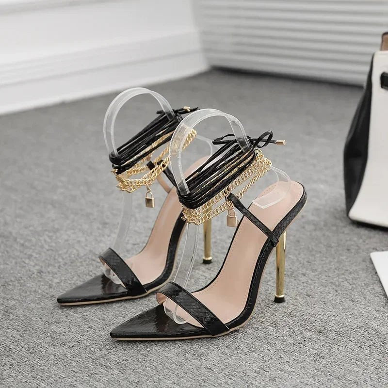 Sexy Pointed Head Peep Toe Stiletto Sandals for Women Chain Ankle Straps Roman Shoes Summer Thin High Heels Party Sandalias - Simply Just Deals LLCSexy Pointed Head Peep Toe Stiletto Sandals for Women Chain Ankle Straps Roman Shoes Summer Thin High Heels Party Sandalias14:193;200000124:200000334black36Sexy Pointed Head Peep Toe Stiletto Sandals for Women Chain Ankle Straps Roman Shoes Summer Thin High Heels Party Sandalias
