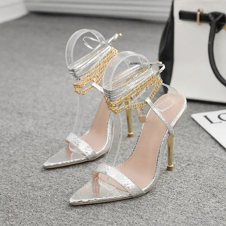Sexy Pointed Head Peep Toe Stiletto Sandals for Women Chain Ankle Straps Roman Shoes Summer Thin High Heels Party Sandalias - Simply Just Deals LLCSexy Pointed Head Peep Toe Stiletto Sandals for Women Chain Ankle Straps Roman Shoes Summer Thin High Heels Party Sandalias14:350853;200000124:100013888Silver40Sexy Pointed Head Peep Toe Stiletto Sandals for Women Chain Ankle Straps Roman Shoes Summer Thin High Heels Party Sandalias