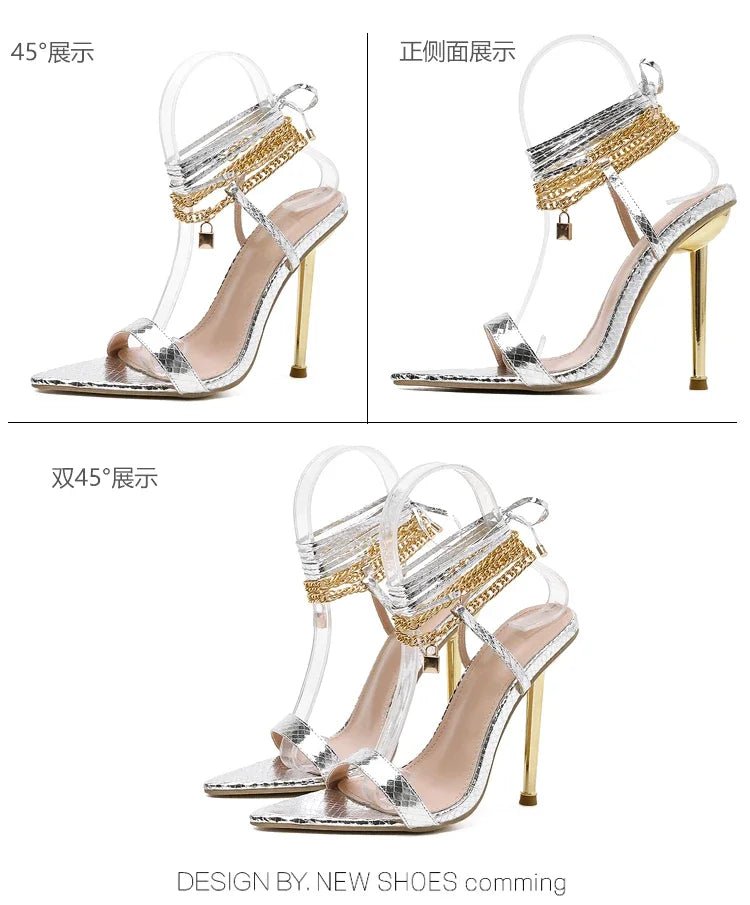 Sexy Pointed Head Peep Toe Stiletto Sandals for Women Chain Ankle Straps Roman Shoes Summer Thin High Heels Party Sandalias - Simply Just Deals LLCSexy Pointed Head Peep Toe Stiletto Sandals for Women Chain Ankle Straps Roman Shoes Summer Thin High Heels Party Sandalias14:29;200000124:100013888WHITE40Sexy Pointed Head Peep Toe Stiletto Sandals for Women Chain Ankle Straps Roman Shoes Summer Thin High Heels Party Sandalias