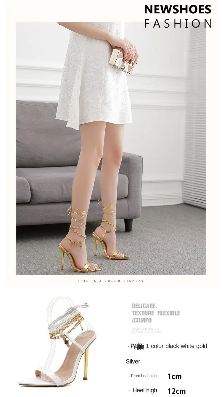 Sexy Pointed Head Peep Toe Stiletto Sandals for Women Chain Ankle Straps Roman Shoes Summer Thin High Heels Party Sandalias - Simply Just Deals LLCSexy Pointed Head Peep Toe Stiletto Sandals for Women Chain Ankle Straps Roman Shoes Summer Thin High Heels Party Sandalias14:29;200000124:100013888WHITE40Sexy Pointed Head Peep Toe Stiletto Sandals for Women Chain Ankle Straps Roman Shoes Summer Thin High Heels Party Sandalias