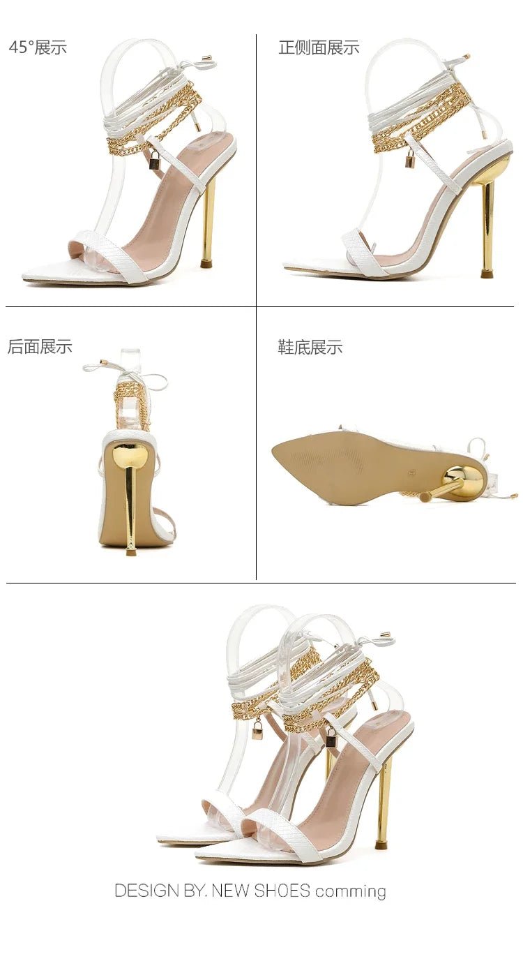 Sexy Pointed Head Peep Toe Stiletto Sandals for Women Chain Ankle Straps Roman Shoes Summer Thin High Heels Party Sandalias - Simply Just Deals LLCSexy Pointed Head Peep Toe Stiletto Sandals for Women Chain Ankle Straps Roman Shoes Summer Thin High Heels Party Sandalias14:29;200000124:100013888WHITE40Sexy Pointed Head Peep Toe Stiletto Sandals for Women Chain Ankle Straps Roman Shoes Summer Thin High Heels Party Sandalias