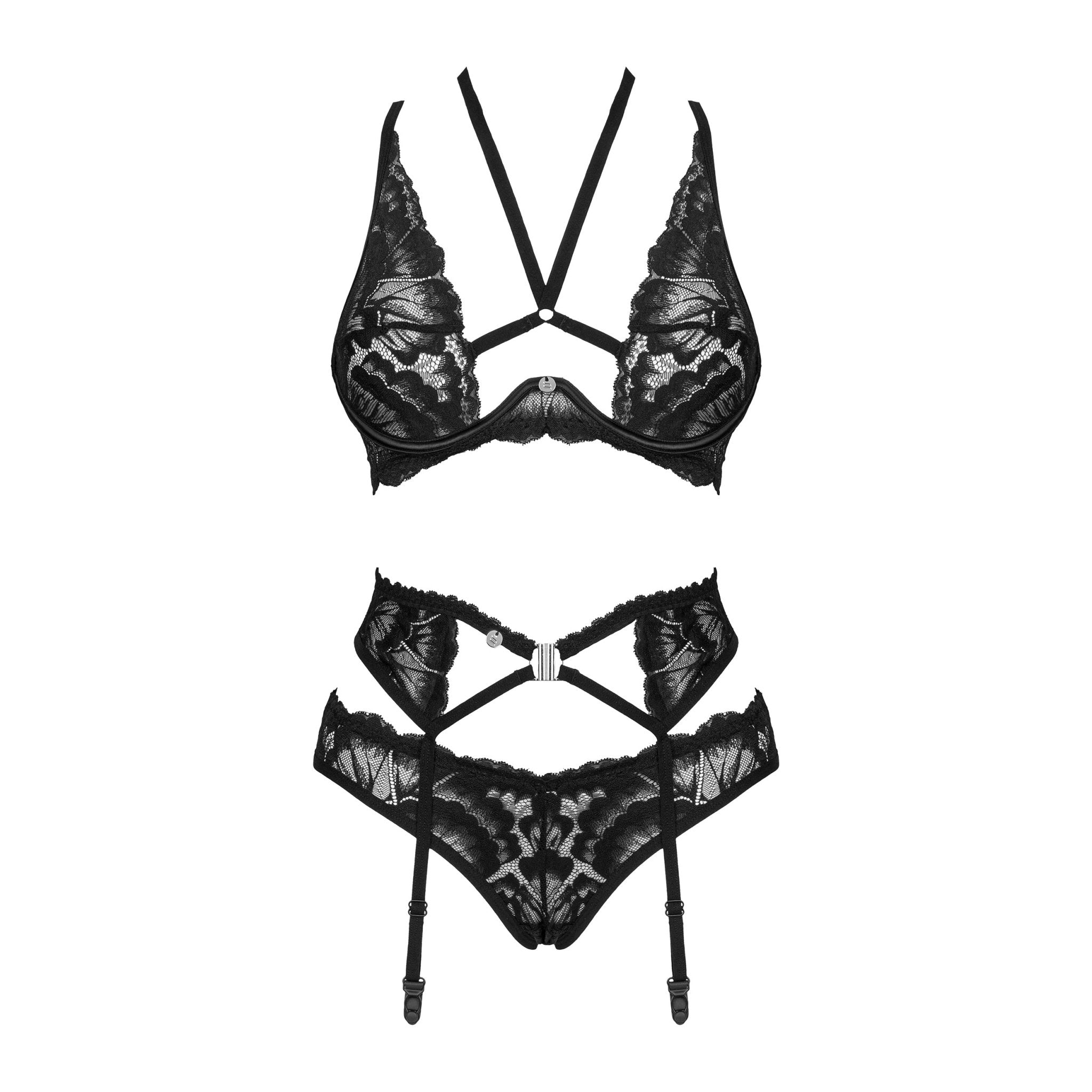 Sheer Mesh Lace 3 Piece Lingerie Set Alessya - Simply Just Deals LLCSheer Mesh Lace 3 Piece Lingerie Set Alessya3pc Lingerie SetOB10601-BK-XS/SXS/SSheer Mesh Lace 3 Piece Lingerie Set Alessya