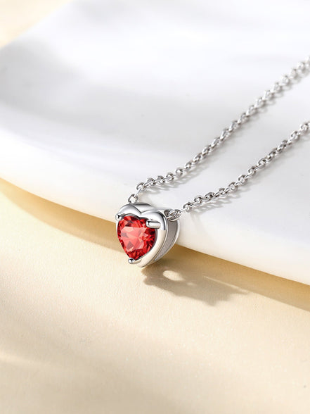 Silver Necklace 925 Sterling Silver Birthstone Love Heart Necklace Valentine'S Day Gift for Her - Simply Just Deals LLCSilver Necklace 925 Sterling Silver Birthstone Love Heart Necklace Valentine'S Day Gift for Herb78bac88-3df6-4c5c-b23e-4d1fdfc6fee6NecklaceJuly - RubySilver Necklace 925 Sterling Silver Birthstone Love Heart Necklace Valentine'S Day Gift for Her