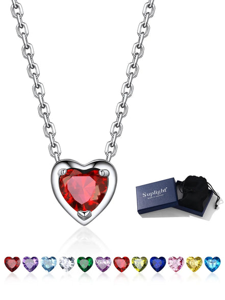 Silver Necklace 925 Sterling Silver Birthstone Love Heart Necklace Valentine'S Day Gift for Her - Simply Just Deals LLCSilver Necklace 925 Sterling Silver Birthstone Love Heart Necklace Valentine'S Day Gift for Herb78bac88-3df6-4c5c-b23e-4d1fdfc6fee6NecklaceJuly - RubySilver Necklace 925 Sterling Silver Birthstone Love Heart Necklace Valentine'S Day Gift for Her