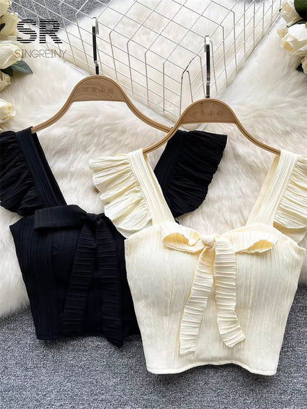 SINGREINY Summer Solid Ruffled Camis Women Square Neck Sleeveless Bow Elastic Waist Strap Top Ladies Sweet Korea Short Tank Top - Simply Just Deals LLCSINGREINY Summer Solid Ruffled Camis Women Square Neck Sleeveless Bow Elastic Waist Strap Top Ladies Sweet Korea Short Tank Topab91ef05-e7c7-4918-815e-c4f0175caa05PinkOne SizeSINGREINY Summer Solid Ruffled Camis Women Square Neck Sleeveless Bow Elastic Waist Strap Top Ladies Sweet Korea Short Tank Top