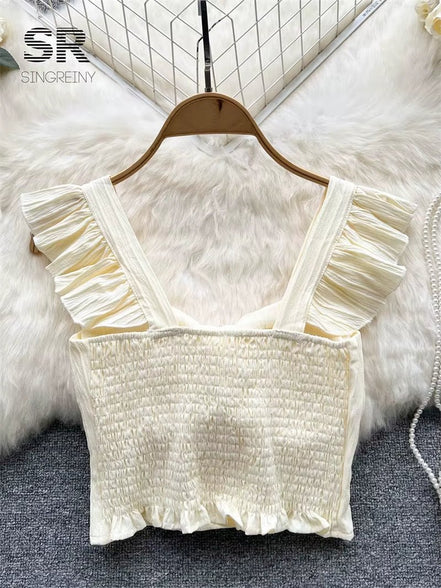 SINGREINY Summer Solid Ruffled Camis Women Square Neck Sleeveless Bow Elastic Waist Strap Top Ladies Sweet Korea Short Tank Top - Simply Just Deals LLCSINGREINY Summer Solid Ruffled Camis Women Square Neck Sleeveless Bow Elastic Waist Strap Top Ladies Sweet Korea Short Tank Topab91ef05-e7c7-4918-815e-c4f0175caa05PinkOne SizeSINGREINY Summer Solid Ruffled Camis Women Square Neck Sleeveless Bow Elastic Waist Strap Top Ladies Sweet Korea Short Tank Top