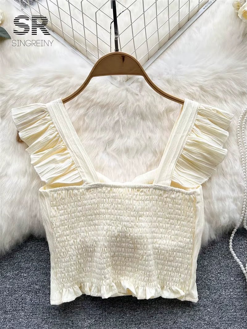 SINGREINY Summer Solid Ruffled Camis Women Square Neck Sleeveless Bow Elastic Waist Strap Top Ladies Sweet Korea Short Tank Top - Simply Just Deals LLCSINGREINY Summer Solid Ruffled Camis Women Square Neck Sleeveless Bow Elastic Waist Strap Top Ladies Sweet Korea Short Tank Topab91ef05-e7c7-4918-815e-c4f0175caa05PinkOne SizeSINGREINY Summer Solid Ruffled Camis Women Square Neck Sleeveless Bow Elastic Waist Strap Top Ladies Sweet Korea Short Tank Top