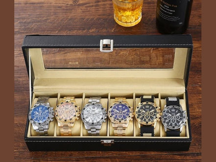 Six - Piece Boxed Watch Men's Steel Band Fashion Party Dress Watch Men's Gift - Simply Just Deals LLCSix - Piece Boxed Watch Men's Steel Band Fashion Party Dress Watch Men's Gift5FA1D6F665CD40E79F27F397BE6469A5Package OneSix - Piece Boxed Watch Men's Steel Band Fashion Party Dress Watch Men's Gift