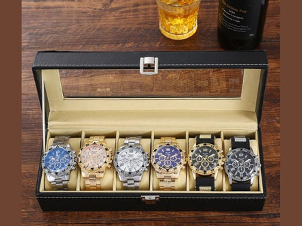 Six - Piece Boxed Watch Men's Steel Band Fashion Party Dress Watch Men's Gift - Simply Just Deals LLCSix - Piece Boxed Watch Men's Steel Band Fashion Party Dress Watch Men's Gift5FA1D6F665CD40E79F27F397BE6469A5Package OneSix - Piece Boxed Watch Men's Steel Band Fashion Party Dress Watch Men's Gift