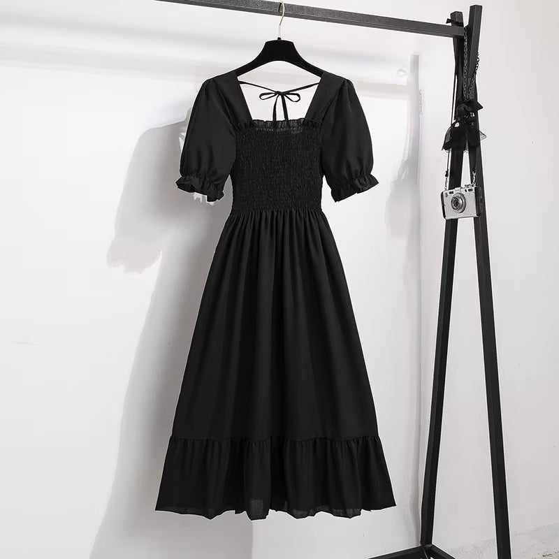 Spring Summer Chiffon Dresses Fashion Female Elastic Waist Short Sleeve Pleated Casual Dress Women A - Line Dresses Vestidos - Simply Just Deals LLCSpring Summer Chiffon Dresses Fashion Female Elastic Waist Short Sleeve Pleated Casual Dress Women A - Line Dresses Vestidos8c2bb0d3-7f8e-402b-8c77-34fc8f34e31cBlackOne SizeSpring Summer Chiffon Dresses Fashion Female Elastic Waist Short Sleeve Pleated Casual Dress Women A - Line Dresses Vestidos
