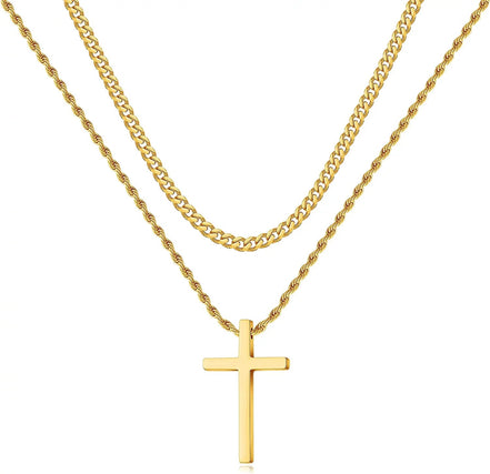 Stainless Steel Cross Necklaces for Men Layered Cuban Link Chain Rope Chain Mens Cross Necklaces Black Silver Gold Cross Pendant Necklace for Men Women 16 - 26 Inches - Simply Just Deals LLCStainless Steel Cross Necklaces for Men Layered Cuban Link Chain Rope Chain Mens Cross Necklaces Black Silver Gold Cross Pendant Necklace for Men Women 16 - 26 Inches6edfbc9c-eac4-4aeb-ad48-80f813bb6dd4Gold24In/26InStainless Steel Cross Necklaces for Men Layered Cuban Link Chain Rope Chain Mens Cross Necklace