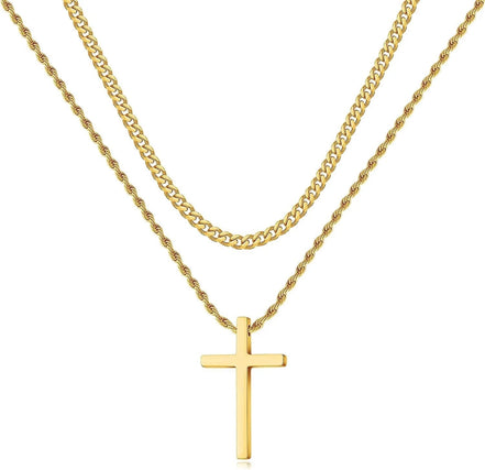 Stainless Steel Cross Necklaces for Men Layered Cuban Link Chain Rope Chain Mens Cross Necklaces Black Silver Gold Cross Pendant Necklace for Men Women 16 - 26 Inches - Simply Just Deals LLCStainless Steel Cross Necklaces for Men Layered Cuban Link Chain Rope Chain Mens Cross Necklaces Black Silver Gold Cross Pendant Necklace for Men Women 16 - 26 Inches6edfbc9c-eac4-4aeb-ad48-80f813bb6dd4Gold24In/26InStainless Steel Cross Necklaces for Men Layered Cuban Link Chain Rope Chain Mens Cross Necklace