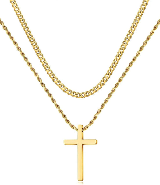Stainless Steel Cross Necklaces for Men Layered Cuban Link Chain Rope Chain Mens Cross Necklaces Black Silver Gold Cross Pendant Necklace for Men Women 16 - 26 Inches - Simply Just Deals LLCStainless Steel Cross Necklaces for Men Layered Cuban Link Chain Rope Chain Mens Cross Necklaces Black Silver Gold Cross Pendant Necklace for Men Women 16 - 26 Inches6edfbc9c-eac4-4aeb-ad48-80f813bb6dd4Gold24In/26InStainless Steel Cross Necklaces for Men Layered Cuban Link Chain Rope Chain Mens Cross Necklace