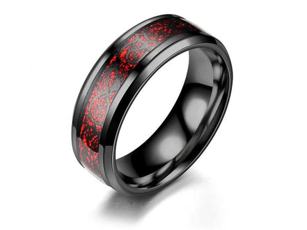 Stainless steel dragon pattern ring - Simply Just Deals LLCStainless steel dragon pattern ring0CJZBLXLX15156 - Black on red - 8thBlack on red8thStainless steel dragon pattern ring