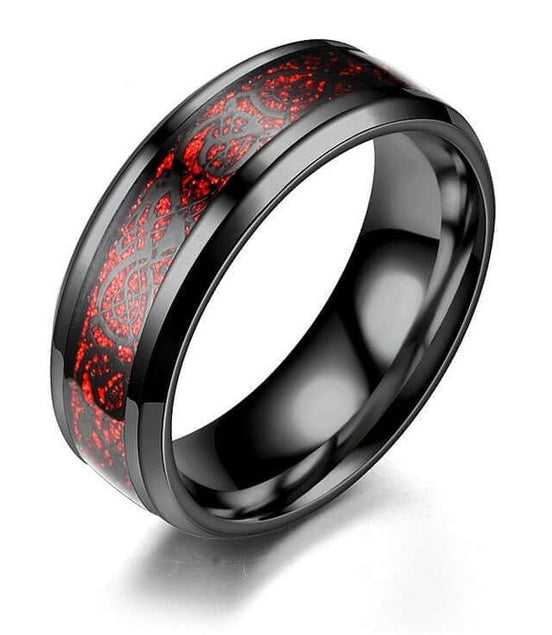 Stainless steel dragon pattern ring - Simply Just Deals LLCStainless steel dragon pattern ring0CJZBLXLX15156 - Black on red - 8thBlack on red8thStainless steel dragon pattern ring