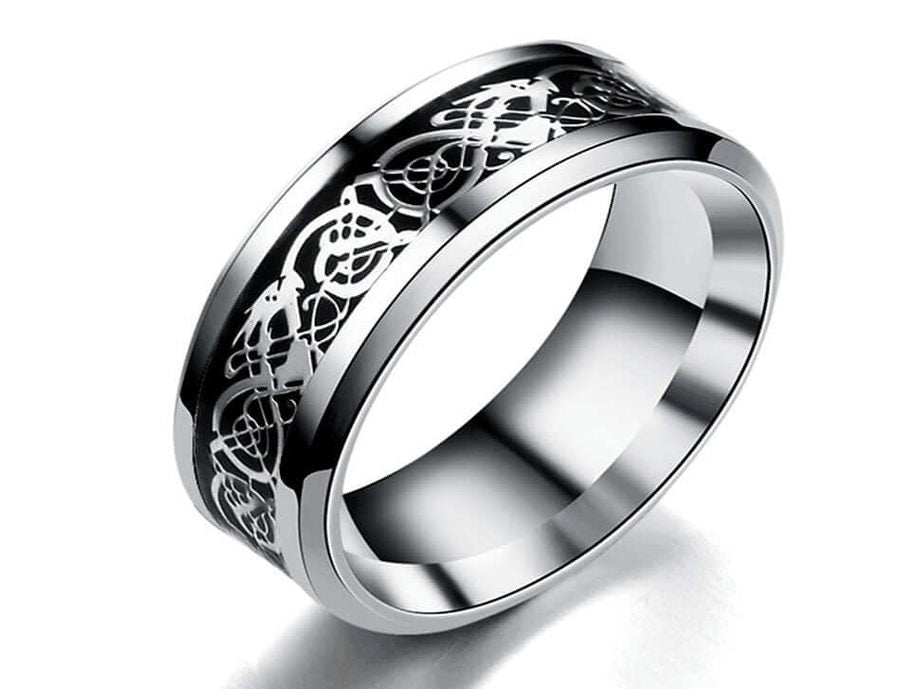Stainless steel dragon pattern ring - Simply Just Deals LLCStainless steel dragon pattern ring0CJZBLXLX15156 - Black sliver - 6thBlack sliver6thStainless steel dragon pattern ring