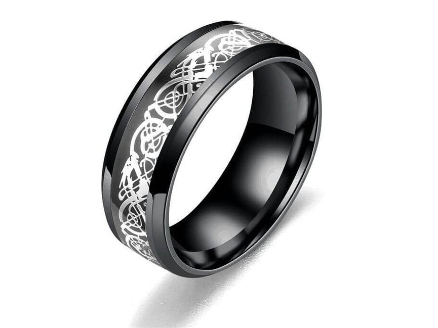 Stainless steel dragon pattern ring - Simply Just Deals LLCStainless steel dragon pattern ring0CJZBLXLX15156 - Silver on black - 13thSilver on black13thStainless steel dragon pattern ring