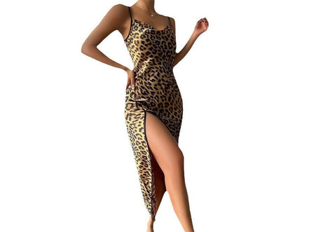 Summer Thin Ice Silk Strap Dress Breathable Silk Fashion Sexy Leopard Print Sleepwear Women's Backless Slit Strap - Simply Just Deals LLCSummer Thin Ice Silk Strap Dress Breathable Silk Fashion Sexy Leopard Print Sleepwear Women's Backless Slit Strap95C3F392DE7D4FD681F8A02D533E948ABrown Leopard PrintSSummer Thin Ice Silk Strap Dress Breathable Silk Fashion Sexy Leopard Print Sleepwear Women's Backless Slit Strap