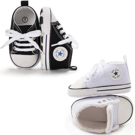 Unisex Baby Boys Girls High Top Sneaker Soft Anti - Slip Sole Newborn Infant First Walkers Canvas Denim Shoes - Simply Just Deals LLCUnisex Baby Boys Girls High Top Sneaker Soft Anti - Slip Sole Newborn Infant First Walkers Canvas Denim Shoesaef4dcd2-0490-4404-82de-a4a47c7b5326B01/2 Pairs/Black+White Plush12 - 18 Months InfantUnisex Baby Boys Girls High Top Sneaker Soft Anti - Slip Sole Newborn Infant First Walkers Canvas Denim Shoes