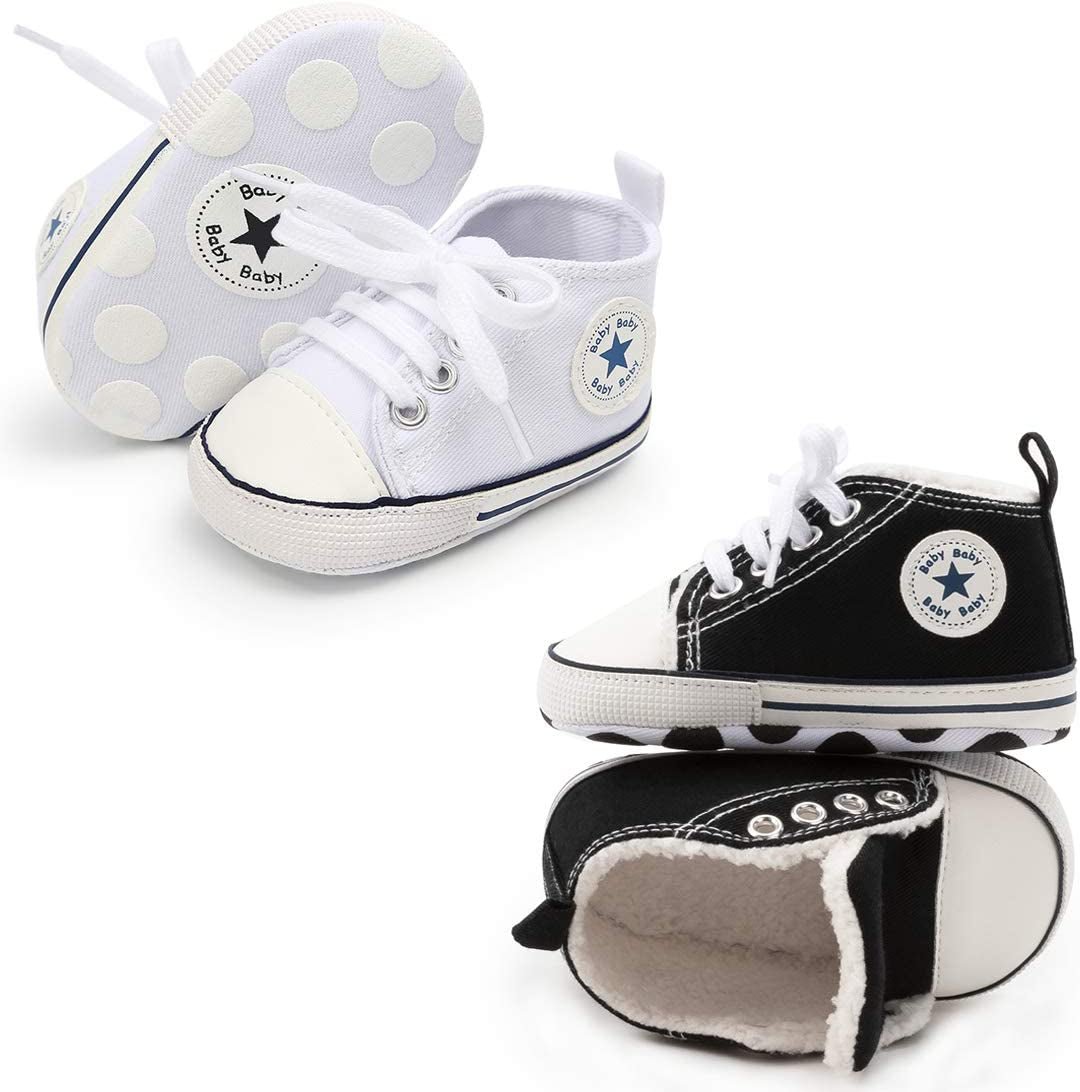 Unisex Baby Boys Girls High Top Sneaker Soft Anti - Slip Sole Newborn Infant First Walkers Canvas Denim Shoes - Simply Just Deals LLCUnisex Baby Boys Girls High Top Sneaker Soft Anti - Slip Sole Newborn Infant First Walkers Canvas Denim Shoes9b9da198-4a3d-4de3-97b1-f36985e1f11cB01/2 Pairs/White+Black Plush6 - 12 Months InfantUnisex Baby Boys Girls High Top Sneaker Soft Anti - Slip Sole Newborn Infant First Walkers Canvas Denim Shoes
