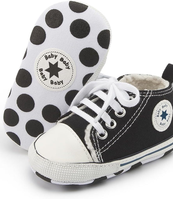 Unisex Baby Boys Girls High Top Sneaker Soft Anti - Slip Sole Newborn Infant First Walkers Canvas Denim Shoes - Simply Just Deals LLCUnisex Baby Boys Girls High Top Sneaker Soft Anti - Slip Sole Newborn Infant First Walkers Canvas Denim Shoes78347419-f1d2-4ea3-abb3-f591cfe6d1b9A01 - Black_Plush Lining3 - 6 Months InfantUnisex Baby Boys Girls High Top Sneaker Soft Anti - Slip Sole Newborn Infant First Walkers Canvas Denim Shoes