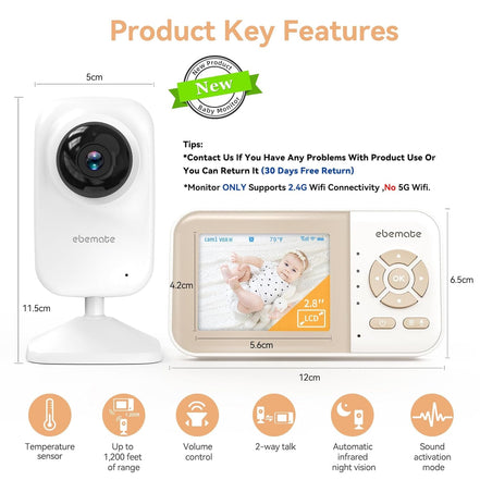 Video Baby Monitor Camera with 2.8" LCD Screen Video & Audio No Glow Night Vision,2 - Way Talk Audio Cam Baby Monitoring 1200FT Range EBE28 - Simply Just Deals LLCVideo Baby Monitor Camera with 2.8" LCD Screen Video & Audio No Glow Night Vision,2 - Way Talk Audio Cam Baby Monitoring 1200FT Range EBE28d9040c5d-ea5f-4094-a345-6aef7f9a6f4bEbe28Video Baby Monitor Camera with 2.8" LCD Screen Video & Audio No Glow Night Vision,2 - Way Talk Audio Cam Baby Monitoring 1200FT Range EBE28