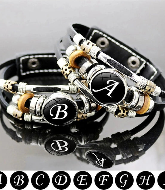 Vintage 26 Letter Leather Rock Bracelet Women Men Punk A - Z Initial Alphabet Handmade Braided Multilayer Adjustable Bangle Gift - Simply Just Deals LLCVintage 26 Letter Leather Rock Bracelet Women Men Punk A - Z Initial Alphabet Handmade Braided Multilayer Adjustable Bangle Gift200001034:5740AAVintage 26 Letter Leather Rock Bracelet Women Men Punk A - Z Initial Alphabet Handmade Braided Multilayer Adjustable Bangle Gift