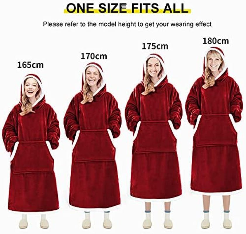 Wearable Blanket Hoodie, Oversized Sweatshirt with Sleeves and Folding Giant Pocket, Warm and Cozy Big Sherpa Hoodie for Adult (Red, One Size) - Simply Just Deals LLCWearable Blanket Hoodie, Oversized Sweatshirt with Sleeves and Folding Giant Pocket, Warm and Cozy Big Sherpa Hoodie for Adult (Red, One Size)2c7ccad5-8fea-445c-a616-ccdb51626f39Wearable Blanket Hoodie, Oversized Sweatshirt with Sleeves and Folding Giant Pocket, Warm and Cozy Big Sherpa Hoodie for Adult (Red, One Size)