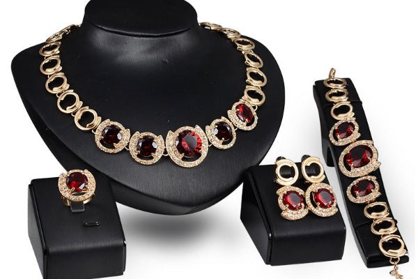 Wedding Bridal Accessories Gold Color Crystal Green Red Zircon Pendant Necklace Earrings Ring Women Wedding Bridal Jewelry Sets - Simply Just Deals LLCWedding Bridal Accessories Gold Color Crystal Green Red Zircon Pendant Necklace Earrings Ring Women Wedding Bridal Jewelry Sets0CJZBHLXN00084 - defaultdefaultWedding Bridal Accessories Gold Color Crystal Green Red Zircon Pendant Necklace Earrings Ring Women Wedding Bridal Jewelry Sets