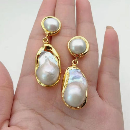 White Keshi Pearl Gold Color Plated Stud Earrings Nucleated Flameball Baroque Pearl Earrings Luxury Wedding for Women - Simply Just Deals LLCWhite Keshi Pearl Gold Color Plated Stud Earrings Nucleated Flameball Baroque Pearl Earrings Luxury Wedding for Women93c3a8d2-4343-4da6-98e1-eccaa4048df7White Keshi Pearl Gold Color Plated Stud Earrings Nucleated Flameball Baroque Pearl Earrings Luxury Wedding for Women