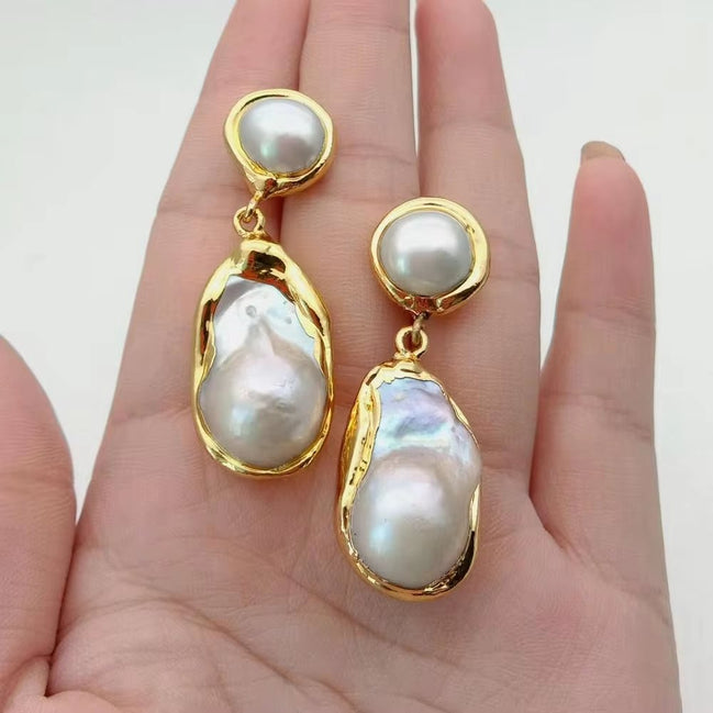 White Keshi Pearl Gold Color Plated Stud Earrings Nucleated Flameball Baroque Pearl Earrings Luxury Wedding for Women - Simply Just Deals LLCWhite Keshi Pearl Gold Color Plated Stud Earrings Nucleated Flameball Baroque Pearl Earrings Luxury Wedding for Women93c3a8d2-4343-4da6-98e1-eccaa4048df7White Keshi Pearl Gold Color Plated Stud Earrings Nucleated Flameball Baroque Pearl Earrings Luxury Wedding for Women