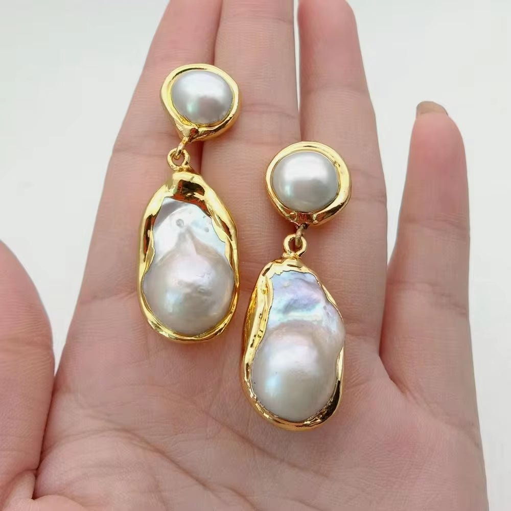 White Keshi Pearl Gold Color Plated Stud Earrings Nucleated Flameball Baroque Pearl Earrings Luxury Wedding for Women - Simply Just Deals LLCWhite Keshi Pearl Gold Color Plated Stud Earrings Nucleated Flameball Baroque Pearl Earrings Luxury Wedding for Women93c3a8d2-4343-4da6-98e1-eccaa4048df7White Keshi Pearl Gold Color Plated Stud Earrings Nucleated Flameball Baroque Pearl Earrings Luxury Wedding for Women