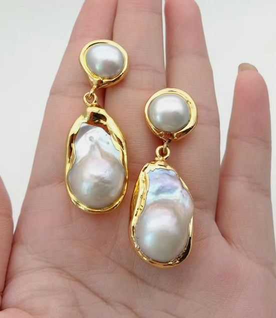 White Keshi Pearl Gold Color Plated Stud Earrings Nucleated Flameball Baroque Pearl Earrings Luxury Wedding for Women - Simply Just Deals LLCWhite Keshi Pearl Gold Color Plated Stud Earrings Nucleated Flameball Baroque Pearl Earrings Luxury Wedding for Women93c3a8d2-4343-4da6-98e1-eccaa4048df7White Keshi Pearl Gold Color Plated Stud Earrings Nucleated Flameball Baroque Pearl Earrings Luxury Wedding for Women