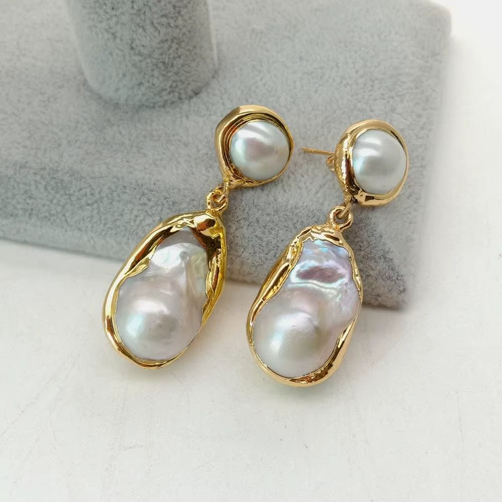 White Keshi Pearl Gold Color Plated Stud Earrings Nucleated Flameball Baroque Pearl Earrings Luxury Wedding for Women - Simply Just Deals LLCWhite Keshi Pearl Gold Color Plated Stud Earrings Nucleated Flameball Baroque Pearl Earrings Luxury Wedding for Women93c3a8d2-4343-4da6-98e1-eccaa4048df7White Keshi Pearl Gold Color Plated Stud Earrings Nucleated Flameball Baroque Pearl Earrings Luxury Wedding for Women