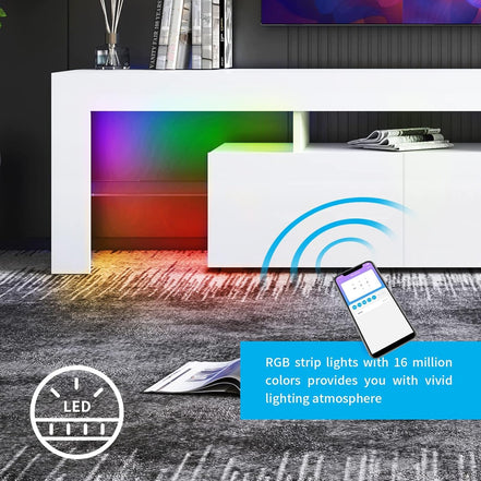 White TV Stand for 65+Inch TV, Led TV Stands Control RGB Light Strips by Mobile Phone, High Gloss Television Stands,Entertainment Center with 2 Drawer Suitable for Living Room/Bedroom (White) - Simply Just Deals LLCWhite TV Stand for 65+Inch TV, Led TV Stands Control RGB Light Strips by Mobile Phone, High Gloss Television Stands,Entertainment Center with 2 Drawer Suitable for Living Room/Bedroom (White)042d7f8d-613b-4a8f-a34a-c04a1a4fcc83White TV Stand for 65+Inch TV, Led TV Stands Control RGB L