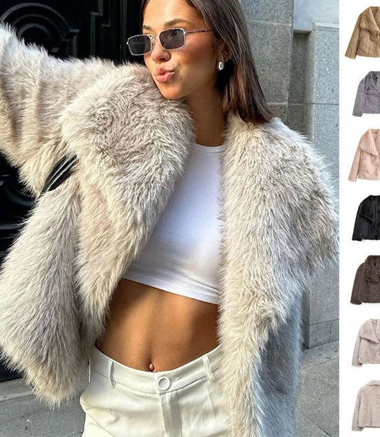 Winter Plush Coat Fashion Warm Thicken Fluffy Lapel Jacket Outwear Casual Long Sleeve Tops Womens Clothing - Simply Just Deals LLCWinter Plush Coat Fashion Warm Thicken Fluffy Lapel Jacket Outwear Casual Long Sleeve Tops Womens ClothingCJYD206082304DWBeigeLWinter Plush Coat Fashion Warm Thicken Fluffy Lapel Jacket Outwear Casual Long Sleeve Tops Womens Clothing