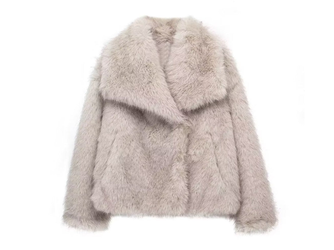 Winter Plush Coat Fashion Warm Thicken Fluffy Lapel Jacket Outwear Casual Long Sleeve Tops Womens Clothing - Simply Just Deals LLCWinter Plush Coat Fashion Warm Thicken Fluffy Lapel Jacket Outwear Casual Long Sleeve Tops Womens ClothingCJYD206082308HSGreigeLWinter Plush Coat Fashion Warm Thicken Fluffy Lapel Jacket Outwear Casual Long Sleeve Tops Womens Clothing