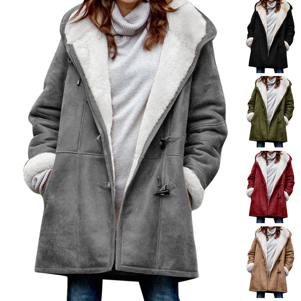 Winter Vintage Button Jackets Women's Warm Fleece Hooded Coat Casual Mid - Length Trench Top Outwear Clothing - Simply Just Deals LLCWinter Vintage Button Jackets Women's Warm Fleece Hooded Coat Casual Mid - Length Trench Top Outwear Clothing0CJTZ111944501AZGraySWinter Vintage Button Jackets Women's Warm Fleece Hooded Coat Casual Mid - Length Trench Top Outwear Clothing
