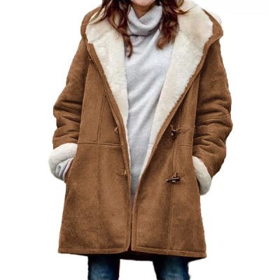 Winter Vintage Button Jackets Women's Warm Fleece Hooded Coat Casual Mid - Length Trench Top Outwear Clothing - Simply Just Deals LLCWinter Vintage Button Jackets Women's Warm Fleece Hooded Coat Casual Mid - Length Trench Top Outwear Clothing0CJTZ111944533GTBrownSWinter Vintage Button Jackets Women's Warm Fleece Hooded Coat Casual Mid - Length Trench Top Outwear Clothing