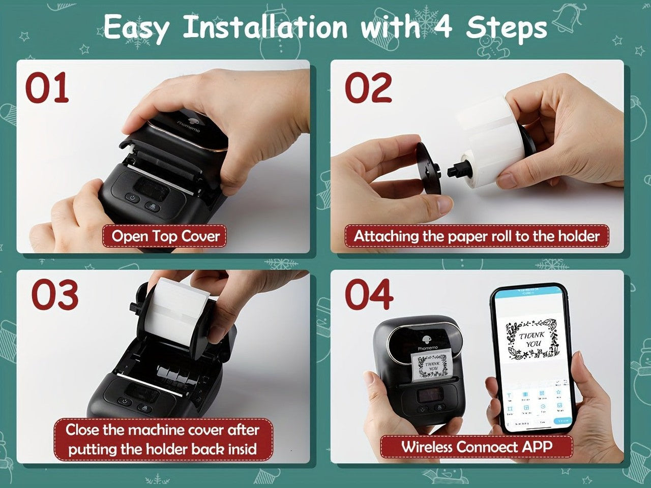 [Wireless | Portable] Phomemo Portable Wireless Thermal Label Printer M110 | Compact Wireless Barcode & Sticker Maker for Office, Retail, Jewelry Labels | Compatible with iOS & Android, Includes 1 Roll of 40×30mm Labels, Rec - Simply Just Deals LLC[Wireless | Portable] Phomemo Portable Wireless Thermal Label Printer M110 | Compact Wireless Barcode & Sticker Maker for Office, Retail, Jewelry Labels | Compatible with iOS & Android, Includes 1 Roll of 40×30mm Labels, Rec3002Black[Wireless | Portabl