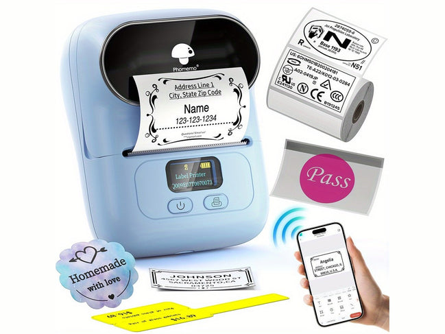 [Wireless | Portable] Phomemo Portable Wireless Thermal Label Printer M110 | Compact Wireless Barcode & Sticker Maker for Office, Retail, Jewelry Labels | Compatible with iOS & Android, Includes 1 Roll of 40×30mm Labels, Rec - Simply Just Deals LLC[Wireless | Portable] Phomemo Portable Wireless Thermal Label Printer M110 | Compact Wireless Barcode & Sticker Maker for Office, Retail, Jewelry Labels | Compatible with iOS & Android, Includes 1 Roll of 40×30mm Labels, Rec16086Blue[Wireless | Portabl