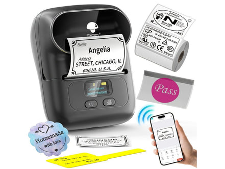 [Wireless | Portable] Phomemo Portable Wireless Thermal Label Printer M110 | Compact Wireless Barcode & Sticker Maker for Office, Retail, Jewelry Labels | Compatible with iOS & Android, Includes 1 Roll of 40×30mm Labels, Rec - Simply Just Deals LLC[Wireless | Portable] Phomemo Portable Wireless Thermal Label Printer M110 | Compact Wireless Barcode & Sticker Maker for Office, Retail, Jewelry Labels | Compatible with iOS & Android, Includes 1 Roll of 40×30mm Labels, Rec16080Grey[Wireless | Portabl