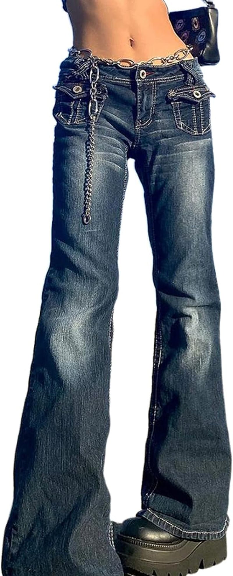 Women Gothic Cargo Pants Loose Low Waist Trousers Wide Leg Baggy Jeans Harajuku Streetwear Punk - Simply Just Deals LLCWomen Gothic Cargo Pants Loose Low Waist Trousers Wide Leg Baggy Jeans Harajuku Streetwear Punk1fafab2a-3fcf-4f9d-9e83-b5398b708421Jeans Dark BlueX - SmallWomen Gothic Cargo Pants Loose Low Waist Trousers Wide Leg Baggy Jeans Harajuku Streetwear Punk