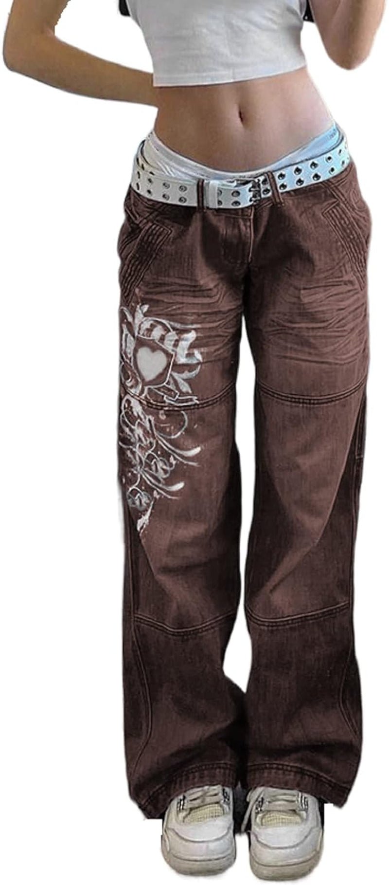 Women Gothic Cargo Pants Loose Low Waist Trousers Wide Leg Baggy Jeans Harajuku Streetwear Punk - Simply Just Deals LLCWomen Gothic Cargo Pants Loose Low Waist Trousers Wide Leg Baggy Jeans Harajuku Streetwear Punkae912895-c861-46a7-b651-9756a50fa9b1M Heart BrownMediumWomen Gothic Cargo Pants Loose Low Waist Trousers Wide Leg Baggy Jeans Harajuku Streetwear Punk