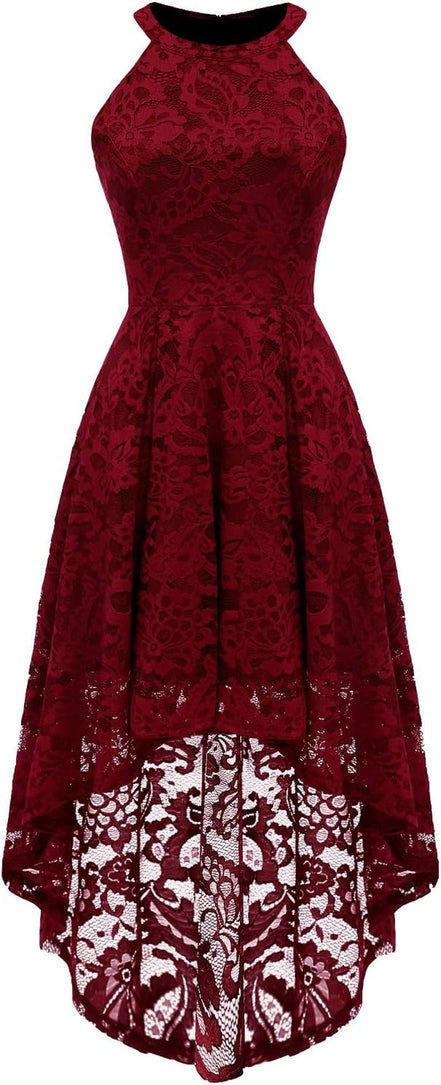 Women Halter Lace Wedding Guest Dress Hi - Lo Cocktail Party Bridesmaid Formal Dresses - Simply Just Deals LLCWomen Halter Lace Wedding Guest Dress Hi - Lo Cocktail Party Bridesmaid Formal Dresses76622e4f-2711-4eea-9c93-e708e50dd19cDark RedX - LargeWomen Halter Lace Wedding Guest Dress Hi - Lo Cocktail Party Bridesmaid Formal Dresses