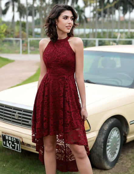 Women Halter Lace Wedding Guest Dress Hi - Lo Cocktail Party Bridesmaid Formal Dresses - Simply Just Deals LLCWomen Halter Lace Wedding Guest Dress Hi - Lo Cocktail Party Bridesmaid Formal Dresses76622e4f-2711-4eea-9c93-e708e50dd19cDark RedX - LargeWomen Halter Lace Wedding Guest Dress Hi - Lo Cocktail Party Bridesmaid Formal Dresses