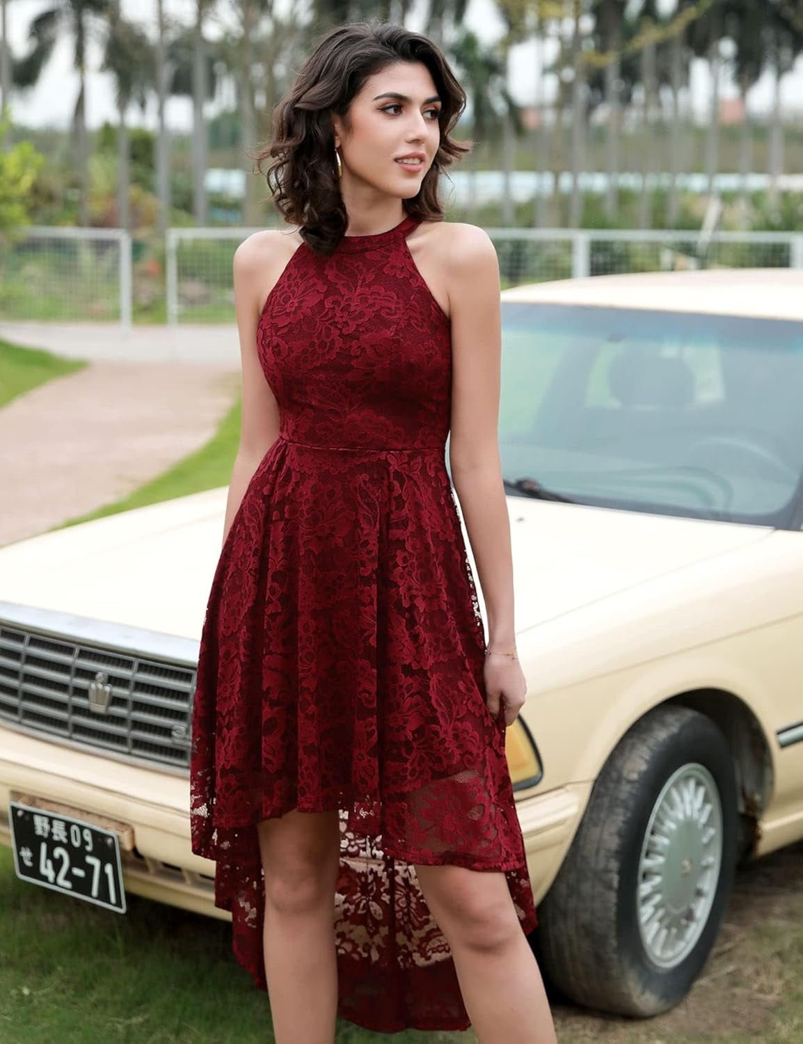 Women Halter Lace Wedding Guest Dress Hi - Lo Cocktail Party Bridesmaid Formal Dresses - Simply Just Deals LLCWomen Halter Lace Wedding Guest Dress Hi - Lo Cocktail Party Bridesmaid Formal Dresses76622e4f-2711-4eea-9c93-e708e50dd19cDark RedX - LargeWomen Halter Lace Wedding Guest Dress Hi - Lo Cocktail Party Bridesmaid Formal Dresses